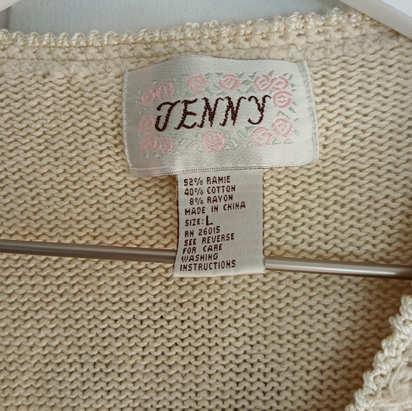 Jenny Grandmother Floral Embroidered & beaded Colorful button Up Sweater Large - Picture 2 of 12